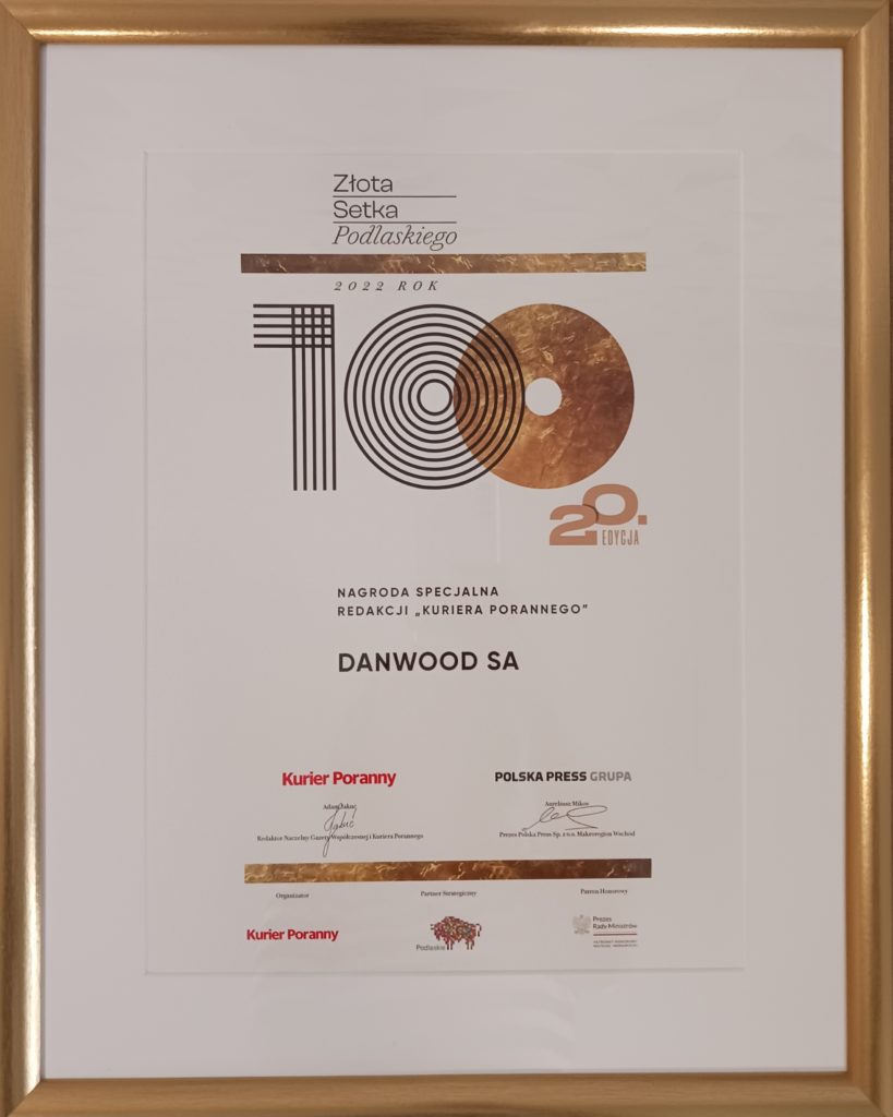 Danwood w rankingu Podlaskiej Złotej Setki Przedsiębiorstw